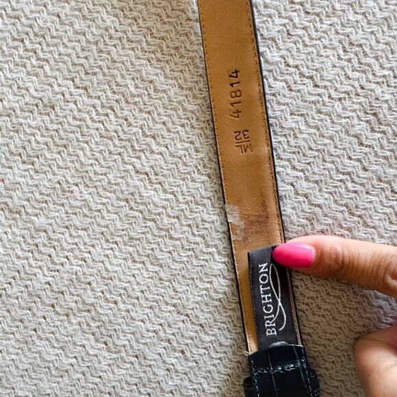 Brighton Blue Embossed Leather Belt - Picture 2 of 5